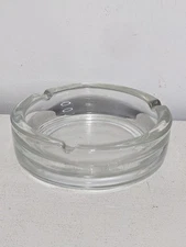 Vtg Medium Size (5.75" Diameter) Clear 3 Slot Ashtray (No Chips Or Cracks)