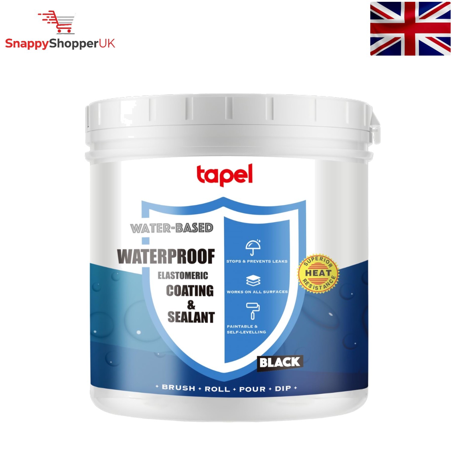 Liquid Rubber RV Roof Coating 3X Stronger, Black 1L - Waterproof Sealant