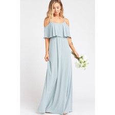 NWT Show Me Your MuMu Caitlin Ruffle Maci Dress In Silver Sage Crisp Size XXS