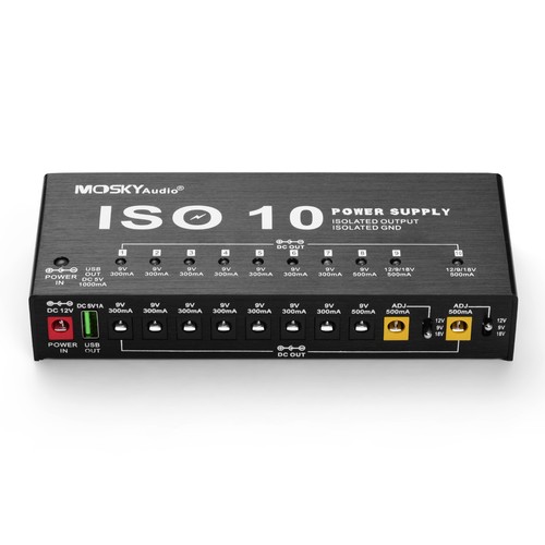 Adaptador de fuente de alimentación procesador pedal efecto guitarra Mosky ISO 10 salidas EE. UU. - Imagen 6 de 11