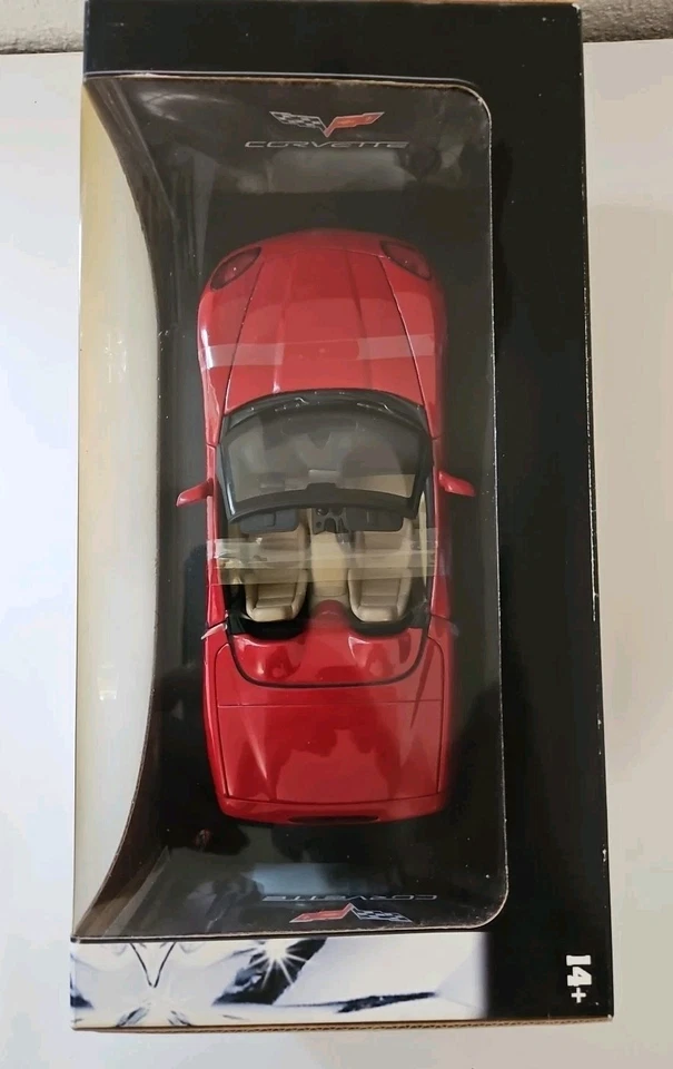 HOT WHEELS C6 CORVETTE DIECAST 1:18 CONVERTIBLE, RED, NEW IN BOX, VG+ COND L94 - Image 4 of 4