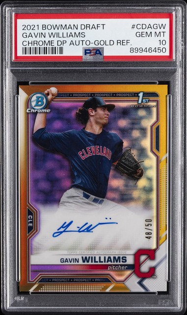 2021 BOWMAN DRAFT CHROME DP AUTOS #CDAGW GAVIN WILLIAMS 48/50 PSA 10 AUTO