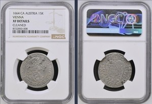 1664 CA AUSTRIA Silver 15 Kreuzer *Leopold I* NGC XF Details