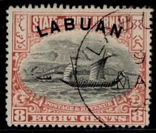 NORTH BORNEO - Labuan QV SG94a, 8c rose-red, FINE USED. Cat &pound;15. CDS