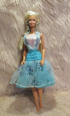 1993 Barbie Locket Surprise Blue Dress (and 1997 Pearl Beach Barbie)