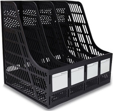 Desktop Magazine Holder Desk File Organizer 4 Compartments Vertical File Divider