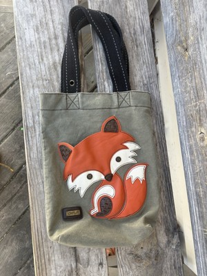 Chala FOX Green Canvas Tote Bag Cute  