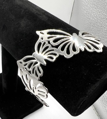 KOHLS 925 STERLING SILVER BUTTERFLY BUTTERFLIES CUFF BRACELET 1/4
