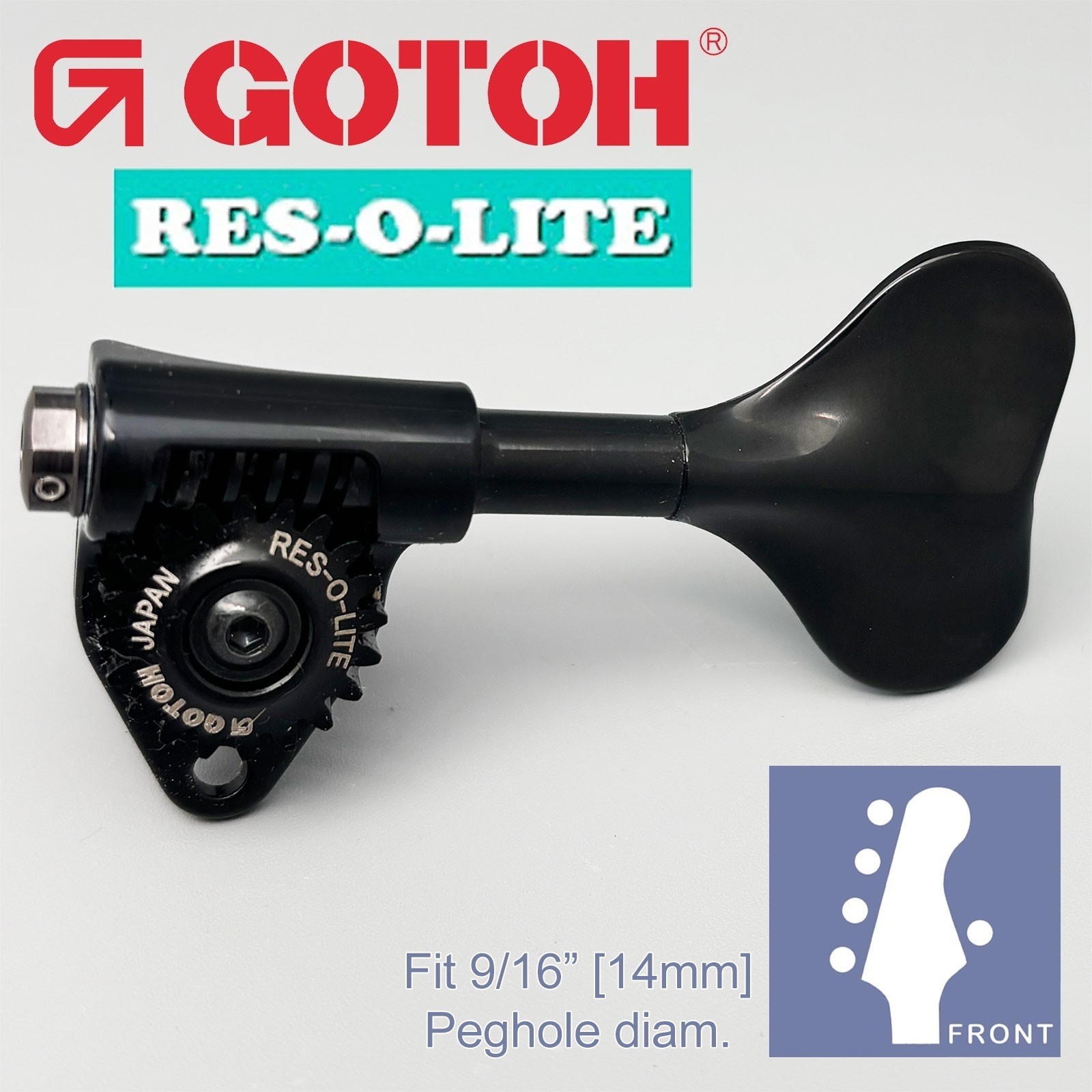 NUOVO Gotoh GRL510M-9 RES-O-LITE basso 5 corde L4+R1 set 9/16" [14 mm] - NERO