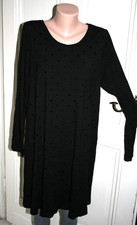 ELEMENTE CLEMENTE Stretch Tunika Kleid  schwarz mit Samtpunkten  Gr. 4 (44/46)