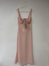Women's House Of Cb Syrah soft peach lace back midi dress Size Medium