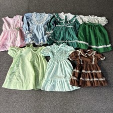 Vintage 70s/80s Girls Kids Size 3-4 Dress Lot of 7 Dresses Smocked Cottagecore