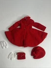 Vtg 1964-65 Mattel Skipper Doll Red Velvet Coat Hat Purse Shoe “Dress Coat 1906”