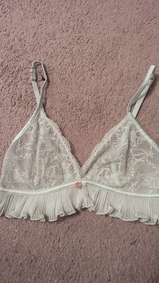  EX STORES ROSIE PISTAZIENFALTE UND SPITZE BÜGELLOSER BRALETTE GRÖßE UK 12 NEU SALE