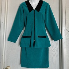 Emerald Noir Tailored Skirt Set 80  S 90  S Power Suit Women  s