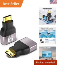 Gold-Plated Mini HDMI to HDMI Adapter 2-Pack  8K 60Hz High-Speed Performance