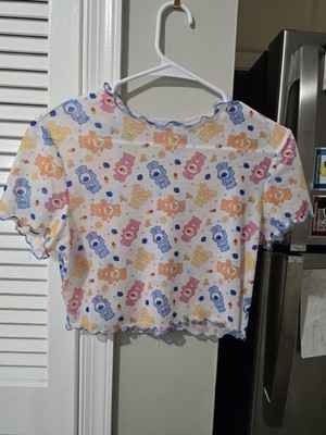  Care Bears Cropped Mesh Lettuce Trim Graphic T-shirt- Size XL KAWAII 
