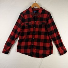 Men's George Flannel Shirt Size XL Plaid Collared Button Down Long Sleeve Red