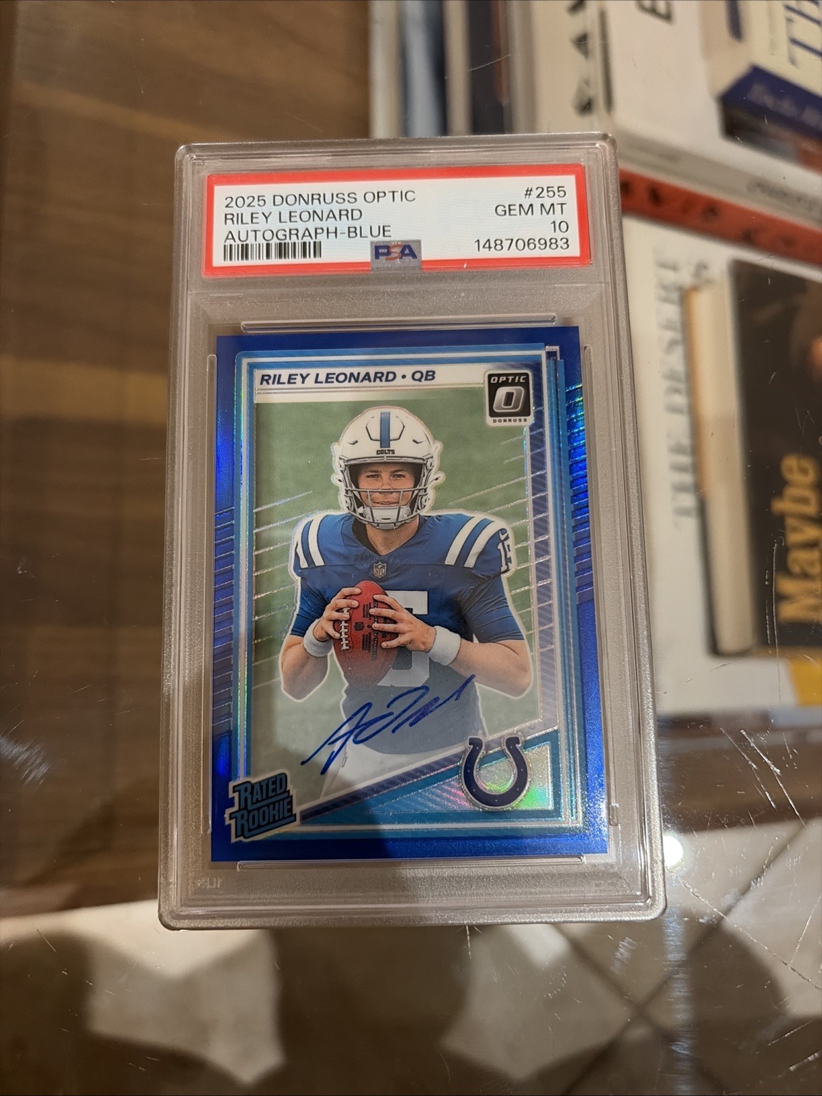 Riley Leonard Panini Donruss Optic #255 Autograph-Blue