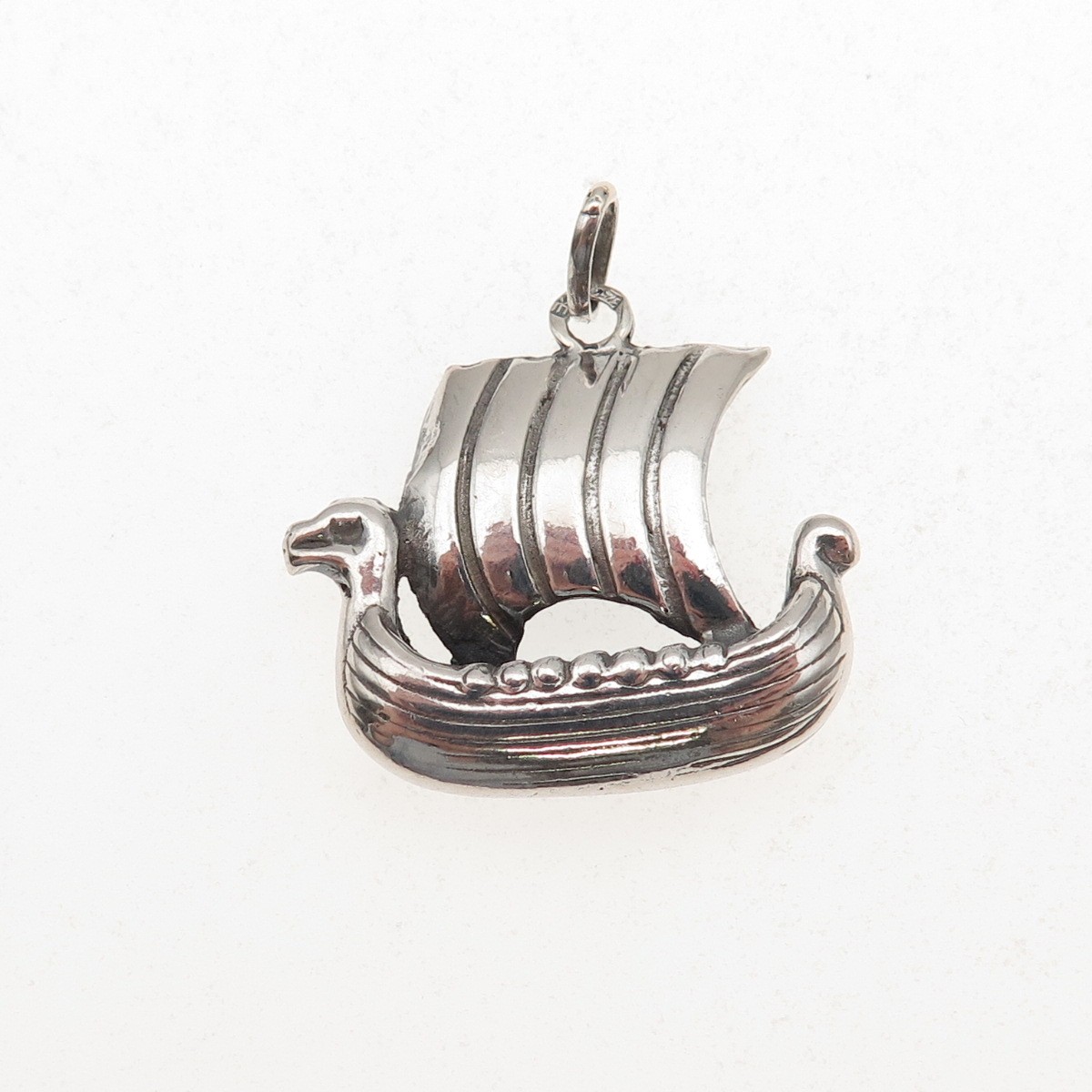 925 Sterling Silver Vintage Norway Viking Ship Oxidized Charm 