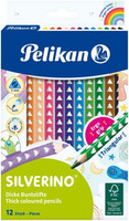 Pelikan Buntstifte-Set Silverino 12-Teilig, Dreieckig Und Dick, 12 Farben, Malst