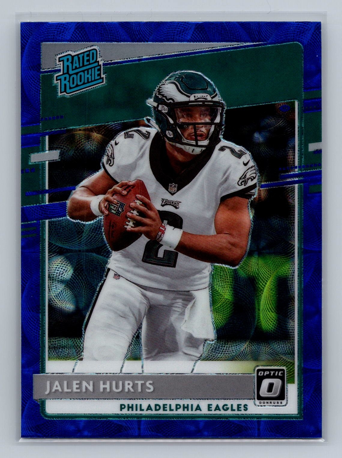 Jalen Hurts 2020 Donruss Optic #164 Blue Hyper Rated Rookie RC Eagles