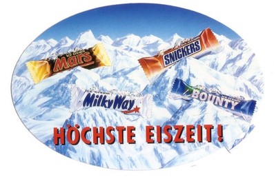 HÖCHSTE EISZEIT AUFKLEBER - MARS MILKY WAY BOUNTY SNICKERS