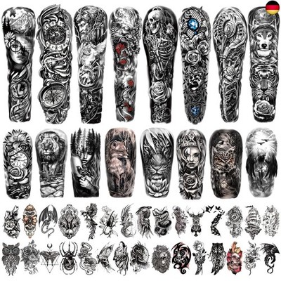 Metuu 46 Blatt Full Arm Wasserdicht Temporäre Tattoos für Männer(L22.8?xW7?), Uh