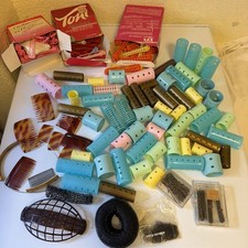 Vintage Perm Rods, Curlers Huge Lot Hair Combs Swing Arm Hair Rollers Curling
