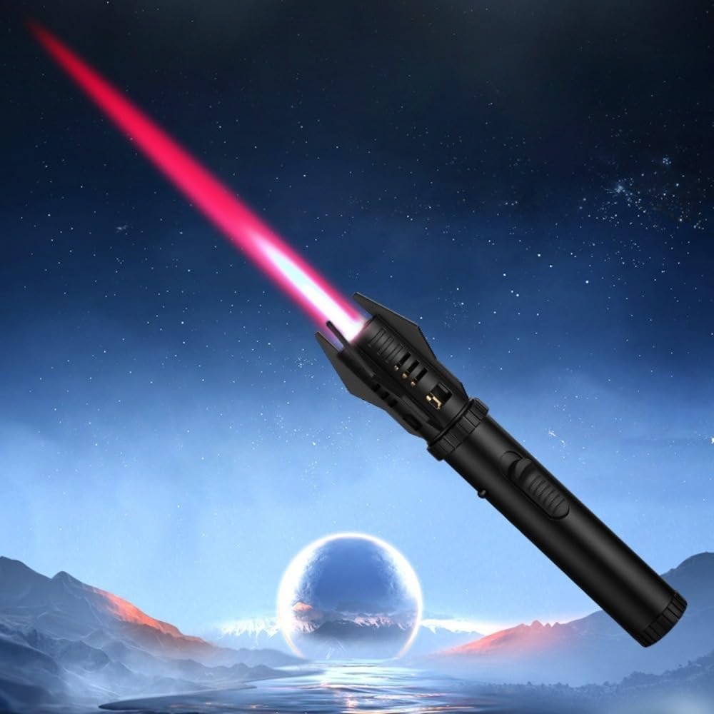Torch Lighter, Red/Blue Flame Adjustable with Safety Lock, B