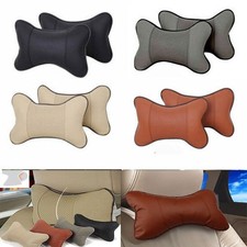 2x Car Seat Leather Head Neck Rest Support Cushion Pad Headrest Bone Pillow New