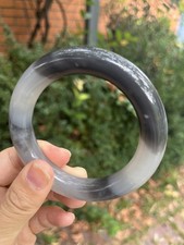 Certified A Hetian Purple White  jade stone Oil Bangle diameter 58mm bracele