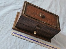 Antique 20s 30s SOLID OAK CIGARETTE CIGAR SMOKERS BOX WITH DRAWER