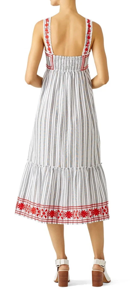 Kate Spade Broome Street Sleeveless Midi Dress Floral Embroidered Stripe 2XL XXL - Image 4 of 4