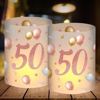 Windlicht Tischdeko 50 Geburtstag Frau RoséGold FüR Teelichter Kerzen Deko