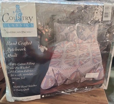 New Vintage Country Classics Hand Crafted Patchwork Quilt Amanda's Fan  100x90 