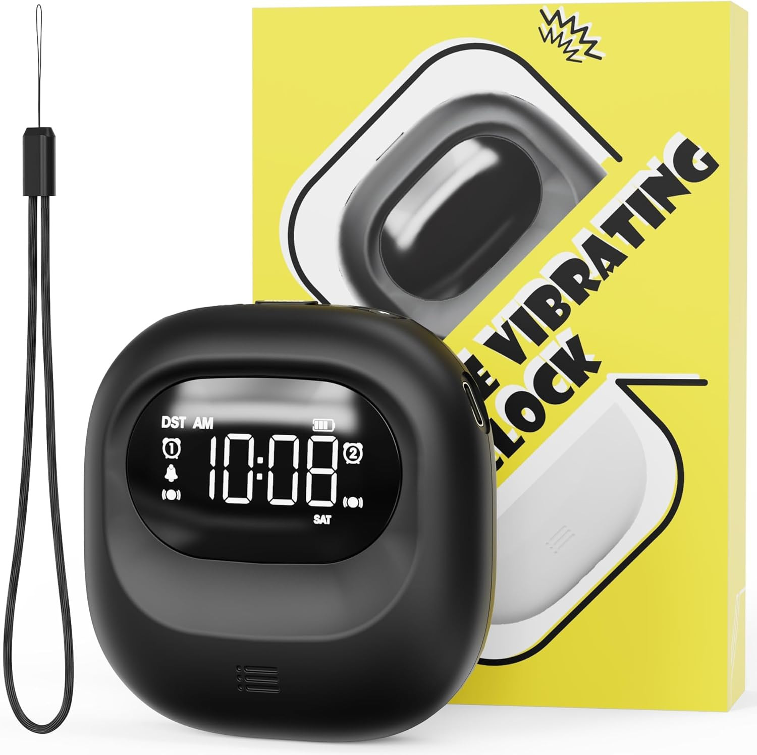 Vibrating Alarm Clock 3000mAh Rechargeable Travel Bed Shaker - 160-Day Standby