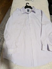 Brooks Brothers Men Non-Iron Purple/White Stripe Cotton Dress Shirt 18 1/2-34-35