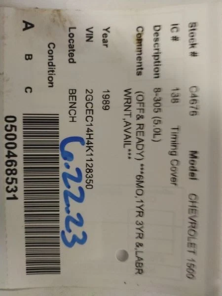 Capa de temporização 8-305 5.0L compatível com 87-95 Chevrolet 10 Van 1729769 - Imagem 2 de 4