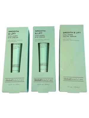 Global Beauty Care 3 Pack - Smooth & Lift  (2) Collagen Eye Cream  Facial Serum