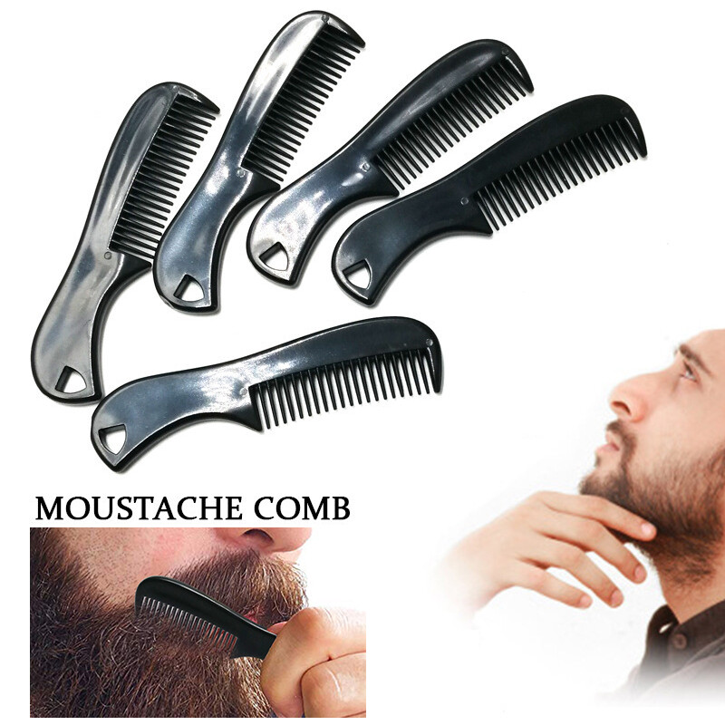 Black Mini Pocket Beard Comb Plastic Moustache Facial Hairbrush