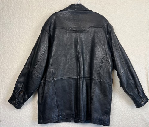 Field & Stream Jacket Mens Large Black Leather Motorcycle Vented Bomber Vintage - Picture 4 of 16