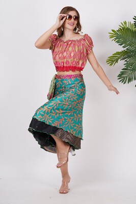 Wevez 5-Pack Art Silk Reversible Wrap Skirts – Assorted Colors & Prints, Hand Wash Only - View #4
