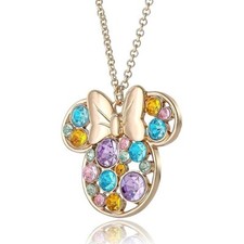 Disney Minnie Mouse Rainbow Icon Gold Necklace - NEW