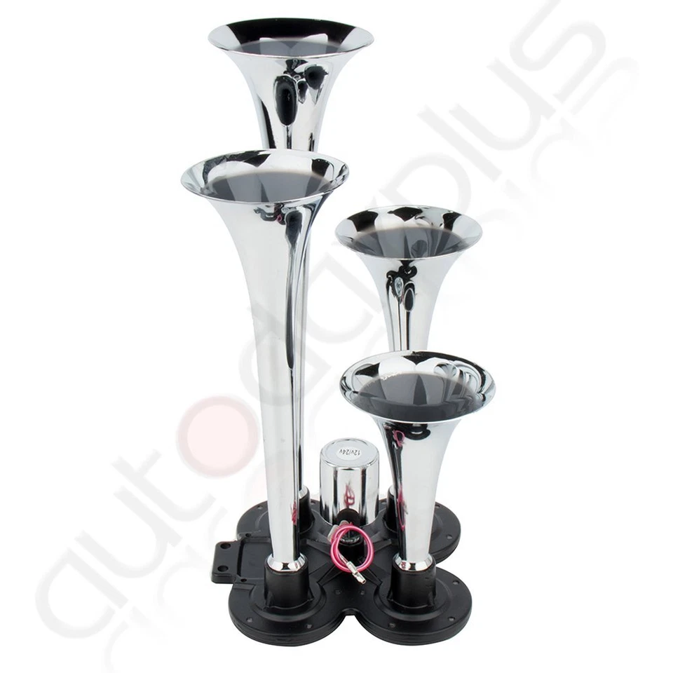 Kit medidor tanque compresor bocina aire trompeta súper fuerte 4 12V para coche tren camión Foto 2 de 4