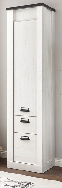 Bad Hochschrank Badezimmer Schrank Weiß Pinie Soft-Close Klappe 50X200 Cm Stove-image