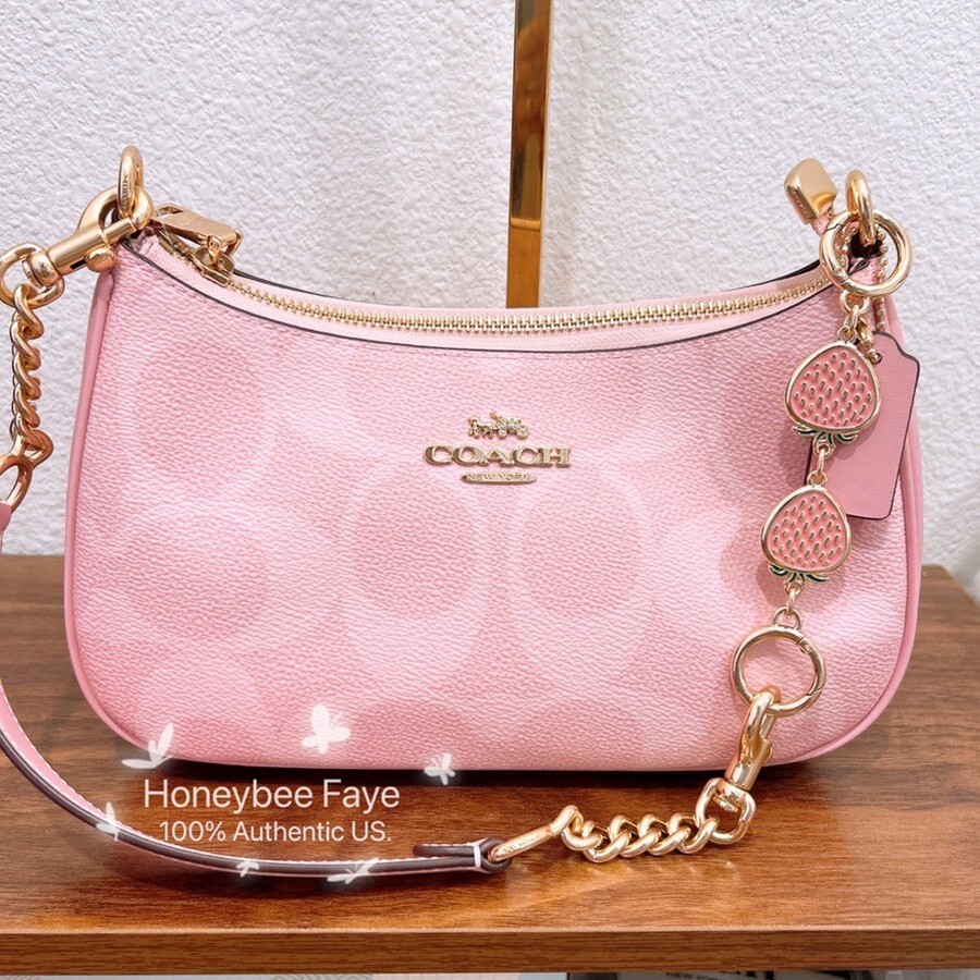 NWT Coach Teri Shoulder Bag In Signature CAL51 Powder Pink plus