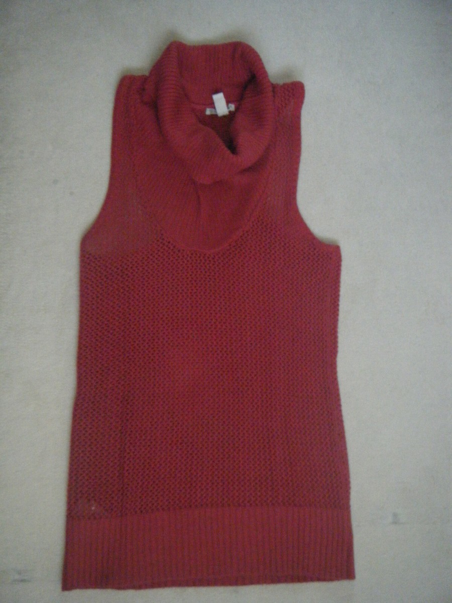 Pull Sans Manche Rouge Maille Ajourée Mango Taille M