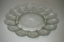 VINTAGE CLEAR GLASS HOBNAIL DEVILED EGG PLATE 12 INCH WIDE