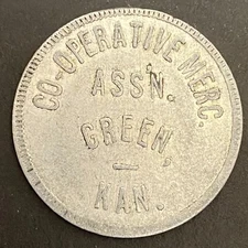 Co-Operative Merc. Assn. Green, KS Alum G/F $1 Trade Token 31mm